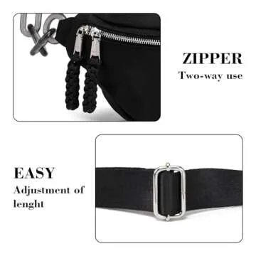 Haytijoe Bum Bag Plus Size Fanny Pack for Women Fashion Waist Pack Travel Crossbody Bags Belt Bag(02-Black)