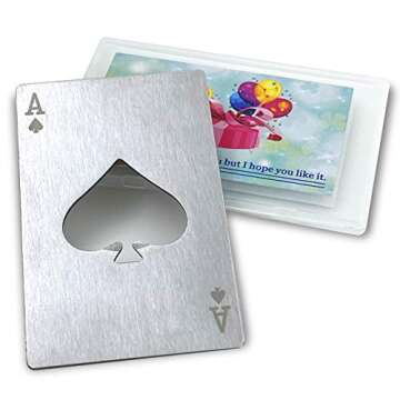 Lesencen Metal Card Bottle Opener Stainless Steel Silver with Engraved Pattern (Style A, 1PCS)
