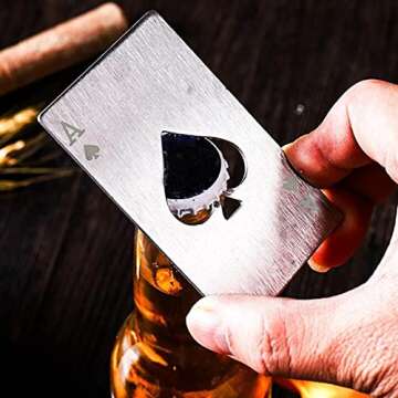 Lesencen Metal Card Bottle Opener Stainless Steel Silver with Engraved Pattern (Style A, 1PCS)