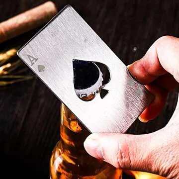 Lesencen Metal Card Bottle Opener Stainless Steel Silver with Engraved Pattern (Style A, 1PCS)