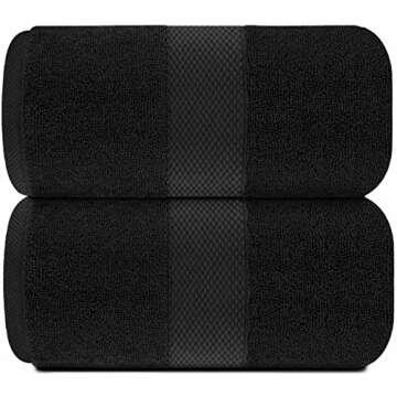 White Classic Luxury Soft Black Bath Sheet Towels - 650 GSM Cotton Luxury Bath Towels Extra Large 35x70 | Highly Absorbent and Quick Dry | Hotel Collection Extra Large Bath Towels Oversized, 2 Pack