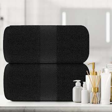 White Classic Luxury Soft Black Bath Sheet Towels - 650 GSM Cotton Luxury Bath Towels Extra Large 35x70 | Highly Absorbent and Quick Dry | Hotel Collection Extra Large Bath Towels Oversized, 2 Pack