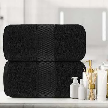 White Classic Luxury Soft Black Bath Sheet Towels - 650 GSM Cotton Luxury Bath Towels Extra Large 35x70 | Highly Absorbent and Quick Dry | Hotel Collection Extra Large Bath Towels Oversized, 2 Pack