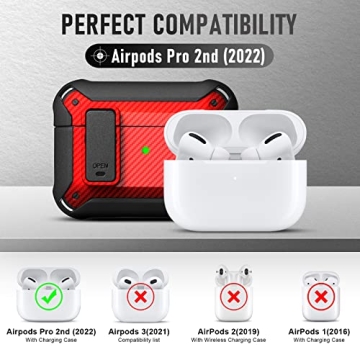 Maxjoy AirPods Pro 2nd Gen Case with Secure Lock Clip