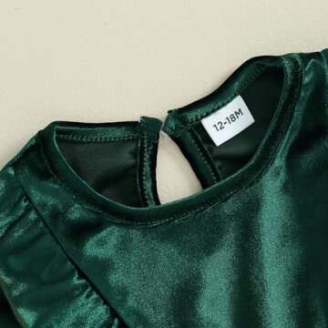 Toddler Baby Girl Velvet Ruffle Long Sleeve Dress Christmas Birthday Party Wedding Dresses Fall Winter Clothes (A-Green, 2-3 Years)