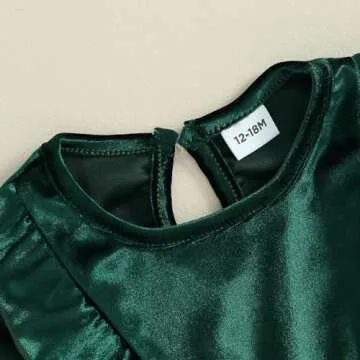 Toddler Baby Girl Velvet Ruffle Long Sleeve Dress Christmas Birthday Party Wedding Dresses Fall Winter Clothes (A-Green, 2-3 Years)