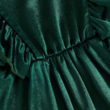 Toddler Baby Girl Velvet Ruffle Long Sleeve Dress Christmas Birthday Party Wedding Dresses Fall Winter Clothes (A-Green, 2-3 Years)