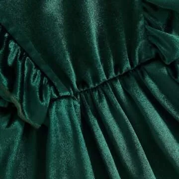 Toddler Baby Girl Velvet Ruffle Long Sleeve Dress Christmas Birthday Party Wedding Dresses Fall Winter Clothes (A-Green, 2-3 Years)
