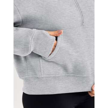 Trendy Queen Womens Hoodies Quarter Half Zip Pullover Oversized Sweatshirts Half With Pockets Fall Clothes GreyM