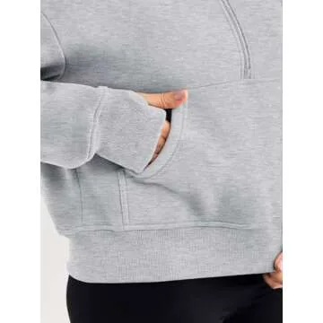 Trendy Queen Womens Hoodies Quarter Half Zip Pullover Oversized Sweatshirts Half With Pockets Fall Clothes GreyM