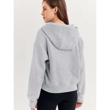 Trendy Queen Womens Hoodies Quarter Half Zip Pullover Oversized Sweatshirts Half With Pockets Fall Clothes GreyM