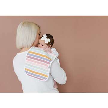 Copper Pearl Premium Baby Burp Cloths - 3-Pack Large Cotton Burp Cloths, Extra Soft Spit Up Rags with 3 Absorbent Layers, Perfect for Baby Boy and Baby Girl Gifts (21" x 10" Size, Hope Set)