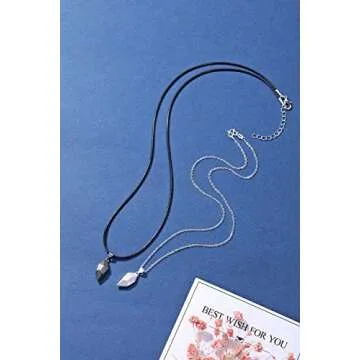 Jovivi 2 Pcs Heart Couples Necklaces for Men Women Black White Matching Pendant Friendship Distance Love Heart Jewelry for Boyfriend Girlfriend Valentines Gifts