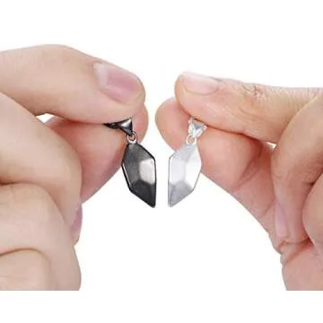 Jovivi 2 Pcs Heart Couples Necklaces for Men Women Black White Matching Pendant Friendship Distance Love Heart Jewelry for Boyfriend Girlfriend Valentines Gifts