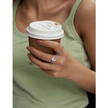 Oivley 3CT Radiant Cut Engagement Rings for Women, Emerald Cut Cubic Zirconia Fake Wedding Ring 925 Sterling Silver Cheap Travel Rings-70