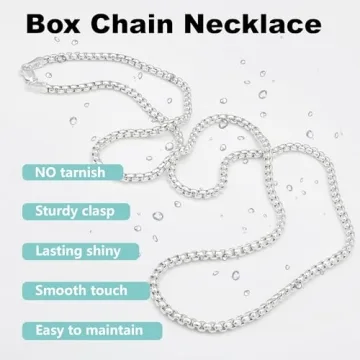 Waitsoul 925 Sterling Silver Box Chain Necklace Unisex