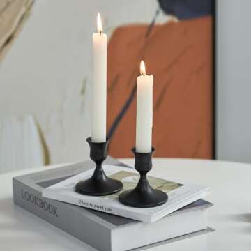 Willceka Black Taper Candle Holder, Candlestick Holders, Vintage Metal for Table Centerpieces Weddin...