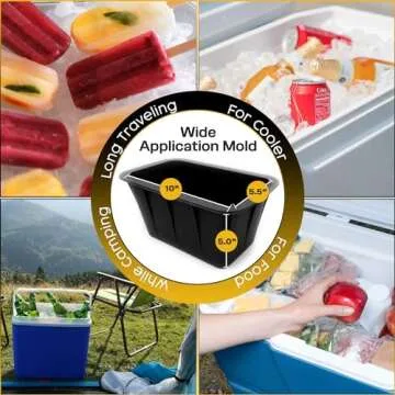 Polar Plunge Extra Large Ice Block Mold for Ice Bath, Cold Plunge or Coolers - Food-Grade Silicone Ice Block Maker with Reinforced Steel Rims - Big Cube Ice Mold - 8Lb Capacity - Black