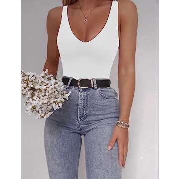 SAUNGKUAI Women’s Sexy Plunge Bodysuit for Night Out