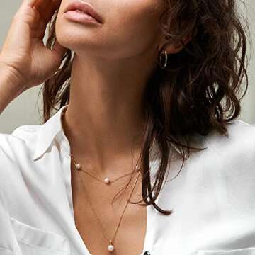 SHERLOVE Pearl Necklace for Women, 14K Gold Plated Dainty Pearl Choker Necklace for Women Delicate Gold Necklace Women Everyday Gold Jewelry