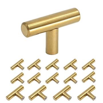 homdiy Gold Cabinet Knobs 15 Pack Cabinet Hardware Knobs Polished Brass - HD201PB Single Hole T Knob...