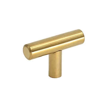 homdiy Gold Cabinet Knobs 15 Pack Cabinet Hardware Knobs Polished Brass - HD201PB Single Hole T Knob with 2in Overall Length Drawer Pulls and Knobs Gold