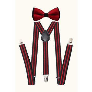 BABEYOND 1920s Mens Gatsby Gangster Accessories Set Panama Hat Suspender Bow Tie