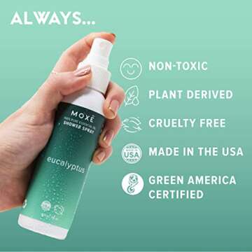 MOXE Eucalyptus Oil Shower Mist, Spa Steam Spray, Certified Natural 100% Essential Oils, Made in USA, Aromatherapy, Sinus Congestion Relief, Tension Relief (4oz)