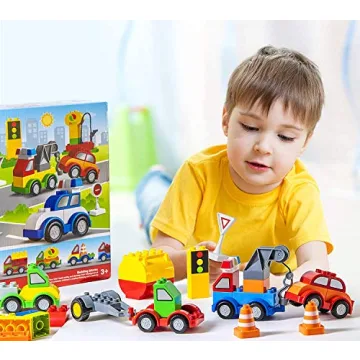 PREXTEX Building Toys - 60-Piece Toddler Block Set for Cars