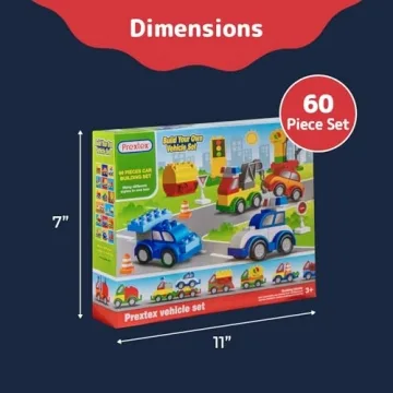 PREXTEX Building Toys - 60-Piece Toddler Block Set for Cars