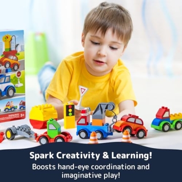 PREXTEX Building Toys - 60-Piece Toddler Block Set for Cars