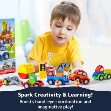 PREXTEX Building Toys - 60-Piece Toddler Block Set for Cars