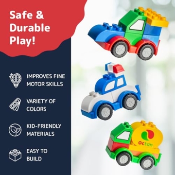 PREXTEX Building Toys - 60-Piece Toddler Block Set for Cars