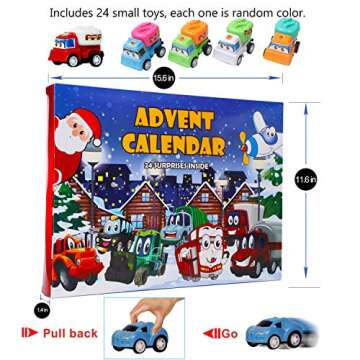 ATDAWN Christmas Advent Calendar 2024 with 24 Different Vehicles, Car Advent Calendar for Kids, Car ...