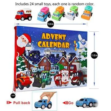 ATDAWN Christmas Advent Calendar 2024 with 24 Different Vehicles, Car Advent Calendar for Kids, Car ...