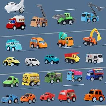 ATDAWN Christmas Advent Calendar 2024 with 24 Different Vehicles, Car Advent Calendar for Kids, Car Stocking Stuffer Toys, Countdown to Christmas for Kids Toddlers Teen Boys and Girls