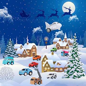 ATDAWN Christmas Advent Calendar 2024 with 24 Different Vehicles, Car Advent Calendar for Kids, Car Stocking Stuffer Toys, Countdown to Christmas for Kids Toddlers Teen Boys and Girls