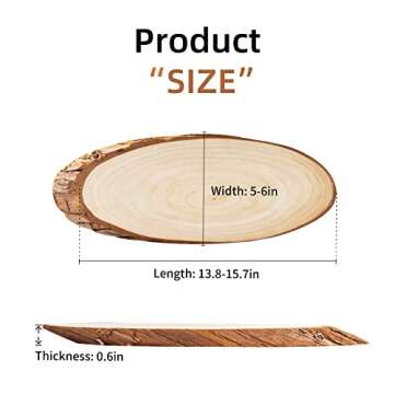 FEZZIA Natural Wood Slices, 3Pcs Oval Shaped Craft Unfinished Wood kit with Rope for Christmas Decor...