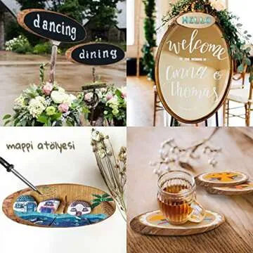 FEZZIA Natural Wood Slices, 3Pcs Oval Shaped Craft Unfinished Wood kit with Rope for Christmas Decorations, DIY Crafts, Arts Wood Slices, Wedding Ornaments, 13.8 - 15.7 Inches (3PCS)