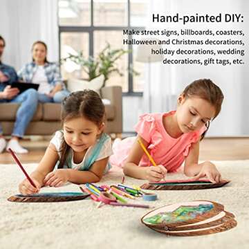 FEZZIA Natural Wood Slices, 3Pcs Oval Shaped Craft Unfinished Wood kit with Rope for Christmas Decorations, DIY Crafts, Arts Wood Slices, Wedding Ornaments, 13.8 - 15.7 Inches (3PCS)