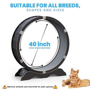 Athlecat Cat Exercise Wheel - 40'' Diameter - Easy to Assemble Cat Treadmill
