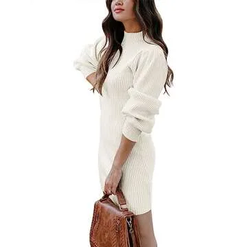 Stylish Caracilia Turtleneck Bodycon Sweater Dress