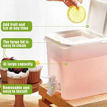 Mimorou 1 Gallon Drink Dispenser for Fridge with Spigot, Plastic Beverage Dispensers for Parties and Daily Use, Hot and Ice Juice Tea Water Container with Lid(Classic Style, 3 Pcs)