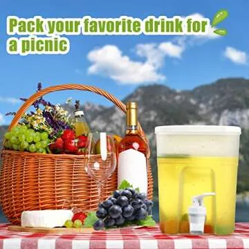 Mimorou 1 Gallon Drink Dispenser for Fridge with Spigot, Plastic Beverage Dispensers for Parties and Daily Use, Hot and Ice Juice Tea Water Container with Lid(Classic Style, 3 Pcs)