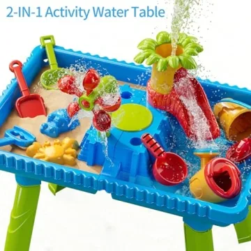 TEMI Sand Water Table for Outdoor Fun with 27 Accessories