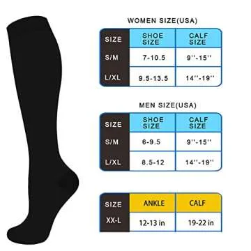 Aoliks Black Compression Socks for Women & Men 15-20 mmHg - Best Support for Nurses,Running,Hiking(S/M)