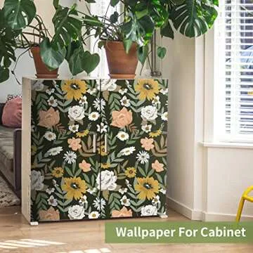 Cismmy Large Floral Peel and Stick Wallpaper Boho Removable Wallpaper for Bedroom Bathroom Easy Peel Off Wallpaper Stick on Wallpaper Vintage Renter Friendly Wall Paper 17.7" x 394"