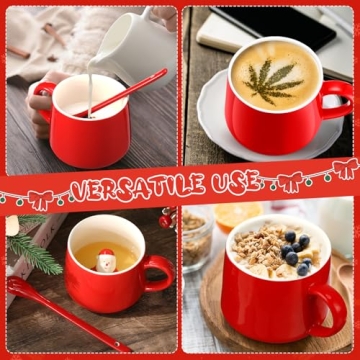 Uiifan 2 Sets 3D Christmas Coffee Mugs with Ceramic Spoon Santa Snowman Cups 13.5 oz Cute Hot Cocoa Mug Animal Inside Mugs Cartoon Ceramic Cup Christmas Gifts for Women Men Birthday Party Supplies