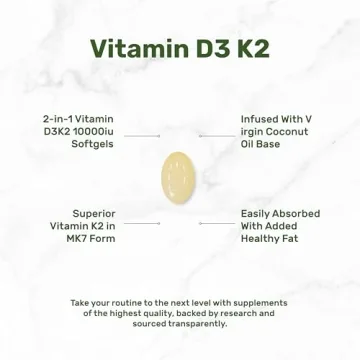 Powerful Vitamin D3 10000 IU + K2 MK7 with Coconut Oil