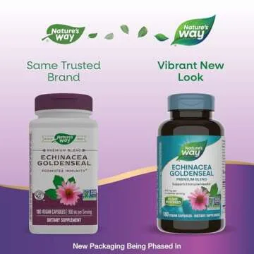 Nature's Way Echinacea Goldenseal, Premium Blend, Supports Immune Health*, 900 mg per 2-Capsule Serving, Non-GMO Project Verified, Vegan, 180 Capsules (Packaging May Vary)